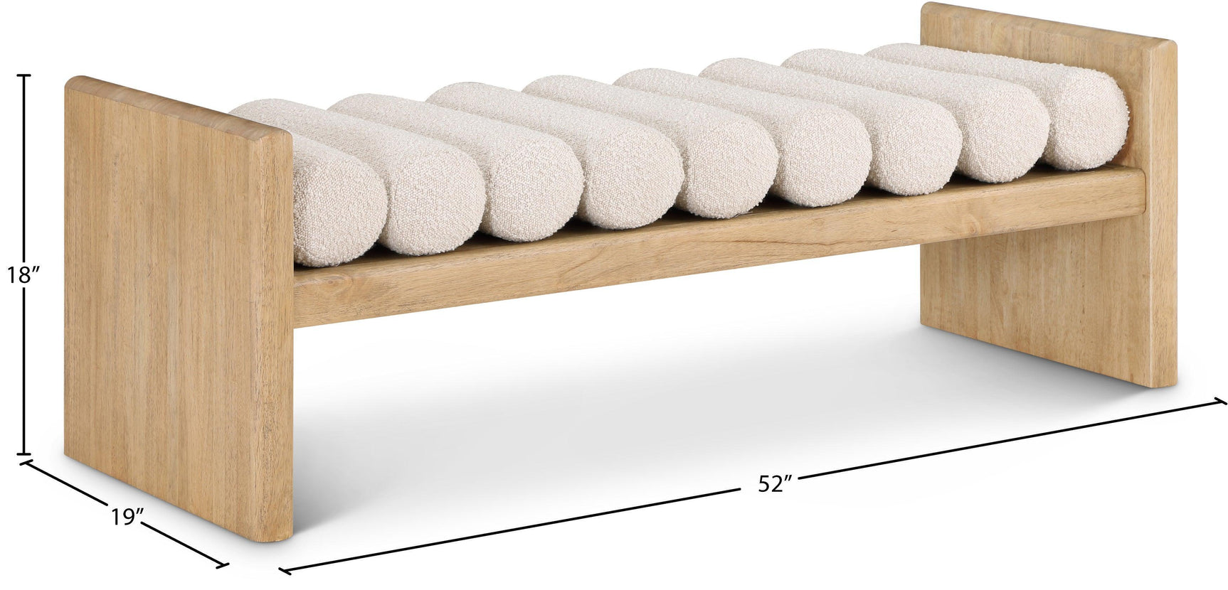 Waverly Cream Boucle Fabric Bench 179Cream - Ella Furniture
