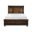 Cumberland Brown Cherry Transitional Birch Veneer Wood Engineered Wood Queen Sleigh Platform Bed - Ella Furniture