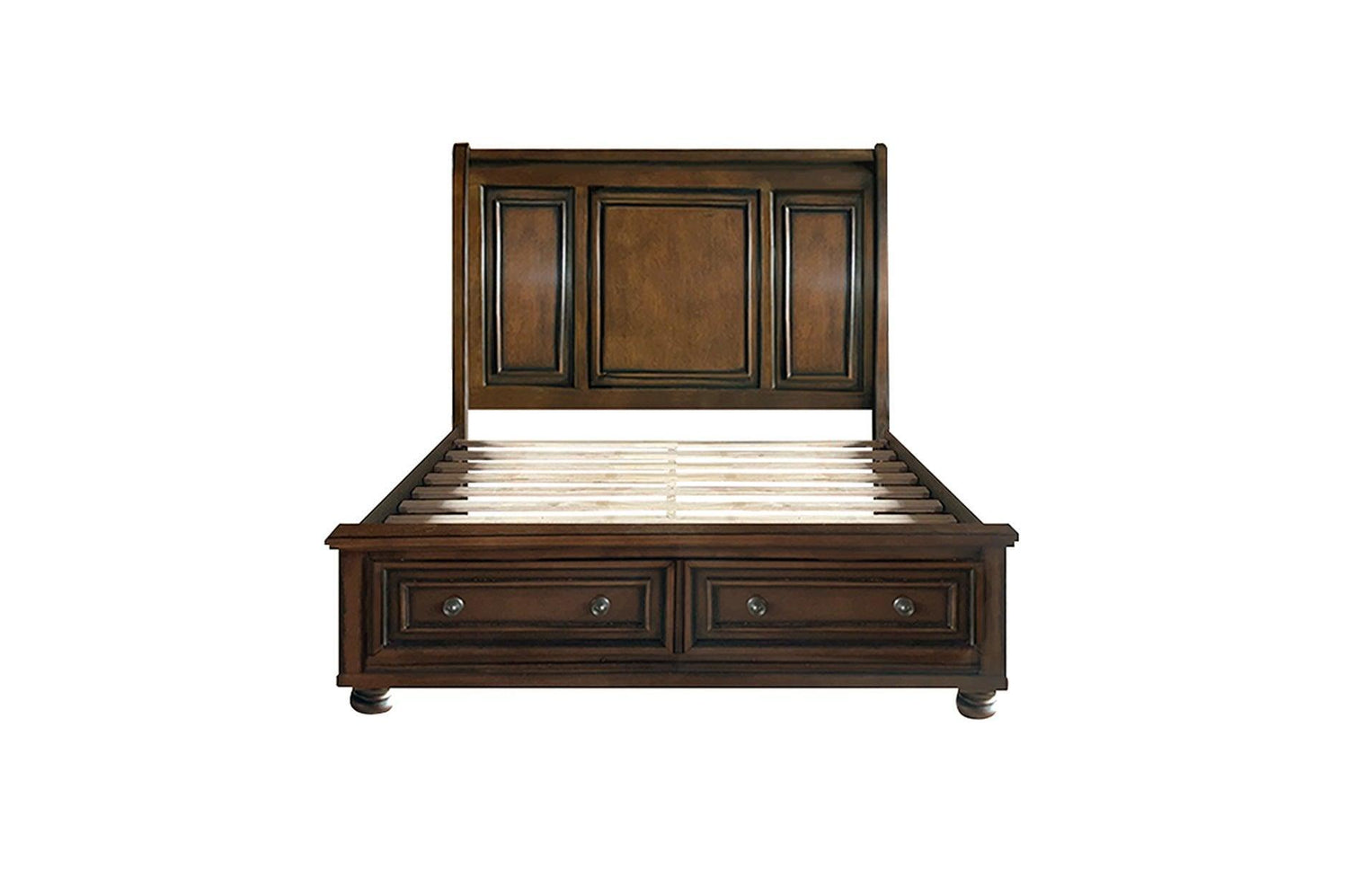 Cumberland Brown Cherry Transitional Traditional Wood Birch Veneer Storage Panel Bedroom Set - Ella Furniture