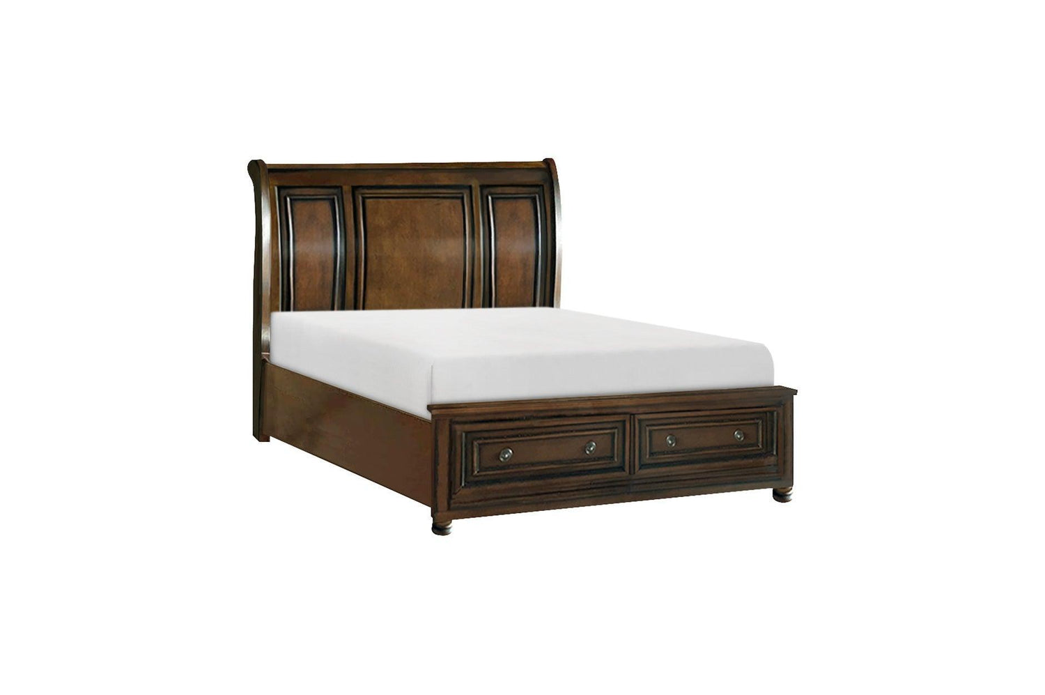 Cumberland Brown Cherry Transitional Traditional Wood Birch Veneer Storage Panel Bedroom Set - Ella Furniture