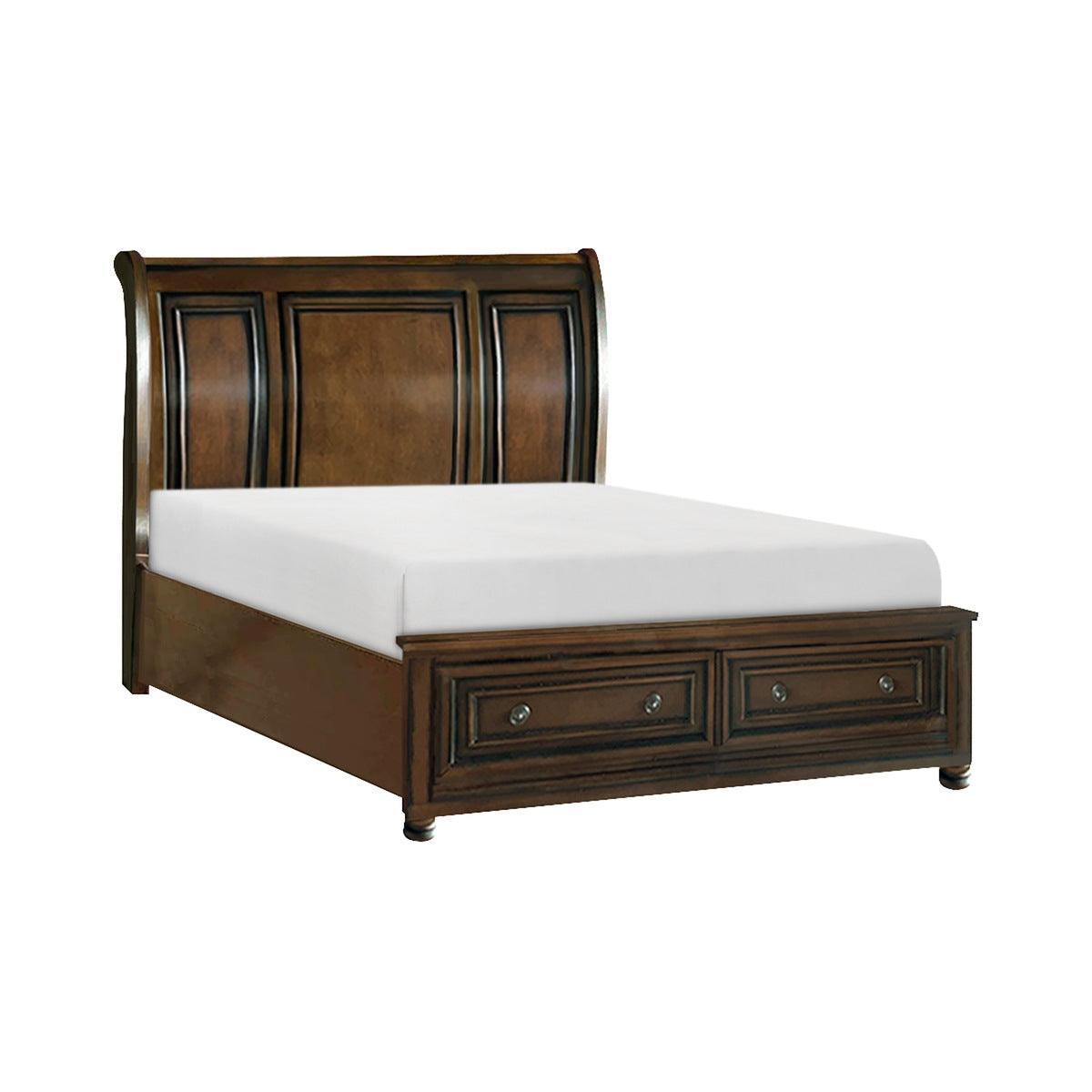 Cooper Multi Embossed Modern Faux-wood Veneer, Wood And Engineered Wood Full Sleigh Platform Bed - Ella Furniture