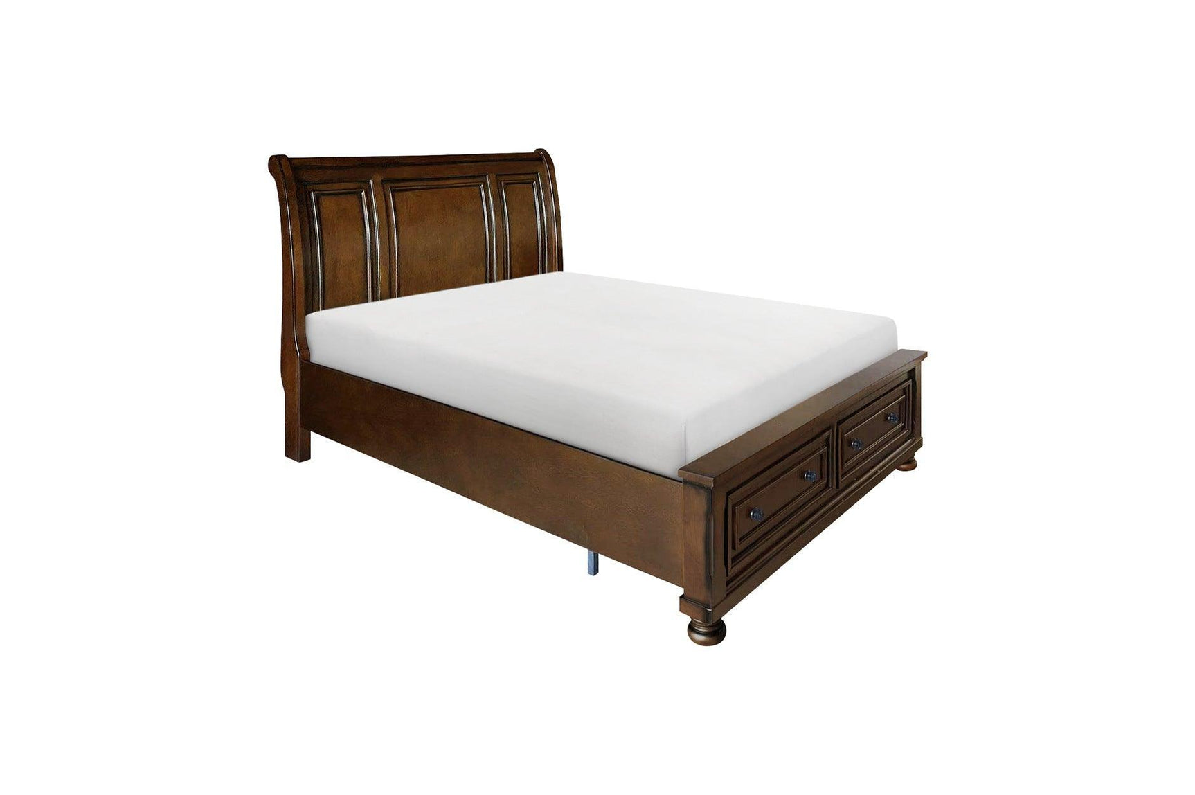 Cumberland Brown Cherry Transitional Traditional Wood Birch Veneer Storage Panel Bedroom Set - Ella Furniture