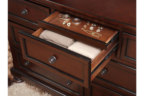 Cumberland Brown Cherry Transitional Traditional Wood Birch Veneer Storage Panel Bedroom Set - Ella Furniture