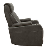 Screen Time Graphite Faux Leather Power Recliner - Ella Furniture