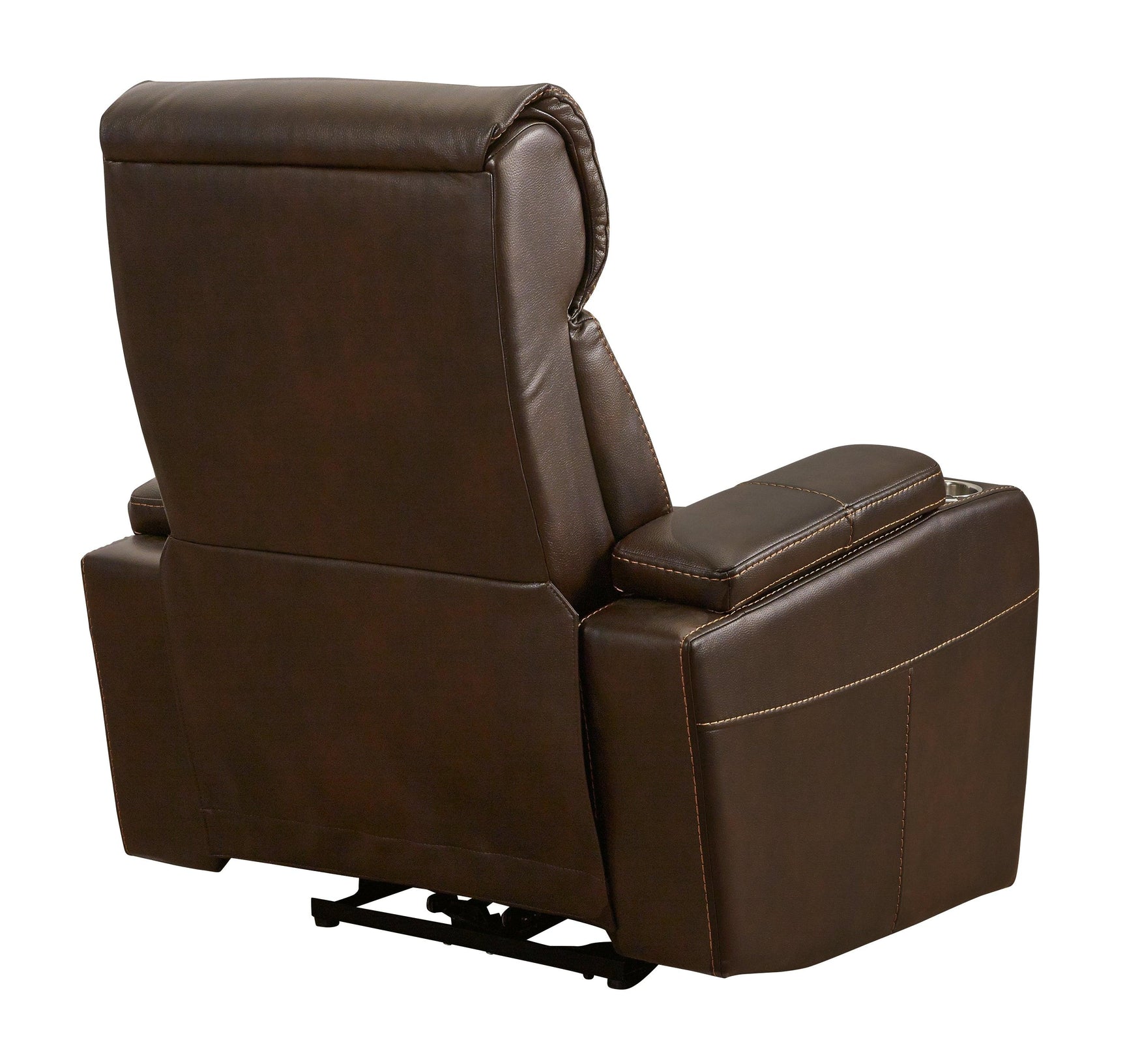 Screen Time Walnut Faux Leather Power Recliner - Ella Furniture