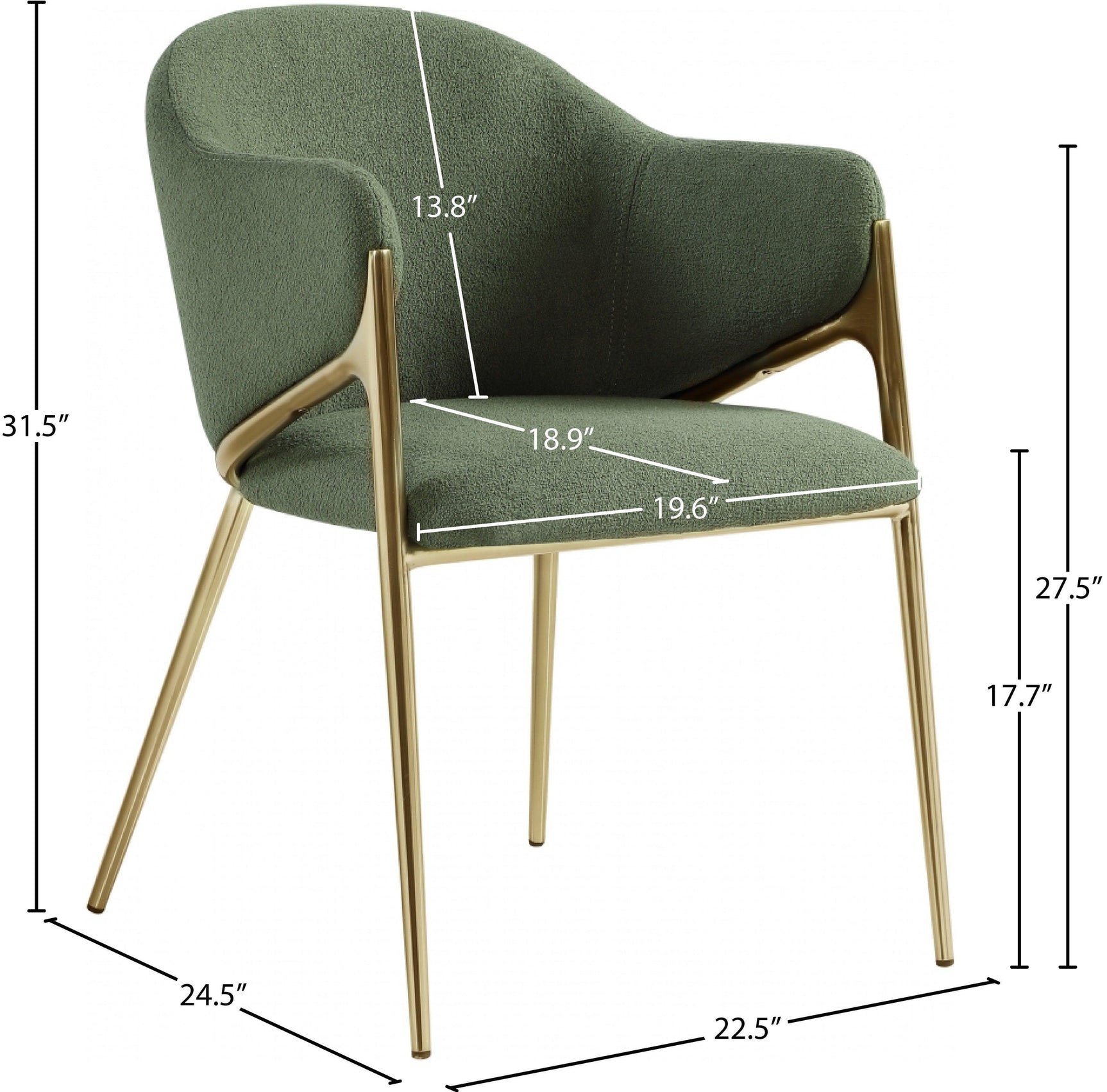 Nial Green Boucle Fabric Dining Chair - Ella Furniture