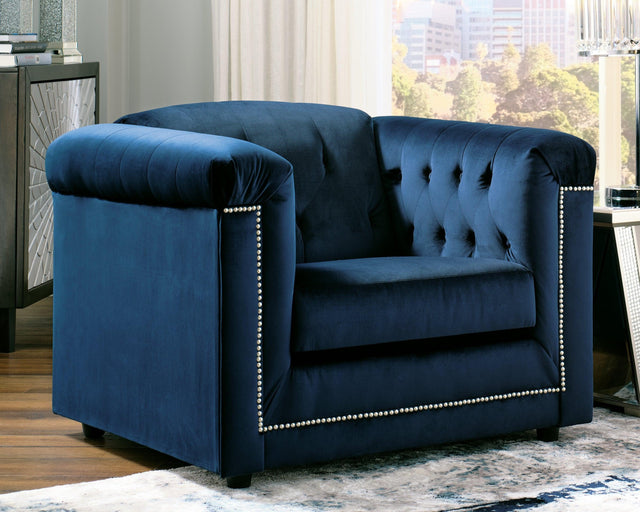 Josanna Navy Velvet Chair - Ella Furniture