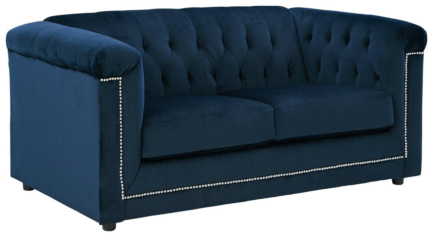 Josanna Navy Velvet Loveseat - Ella Furniture