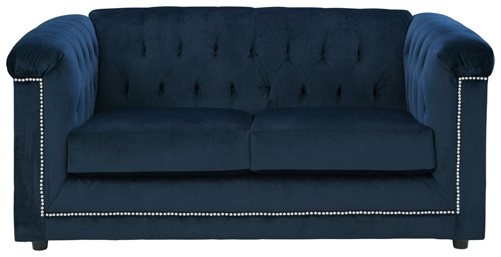 Josanna Navy Velvet Loveseat - Ella Furniture