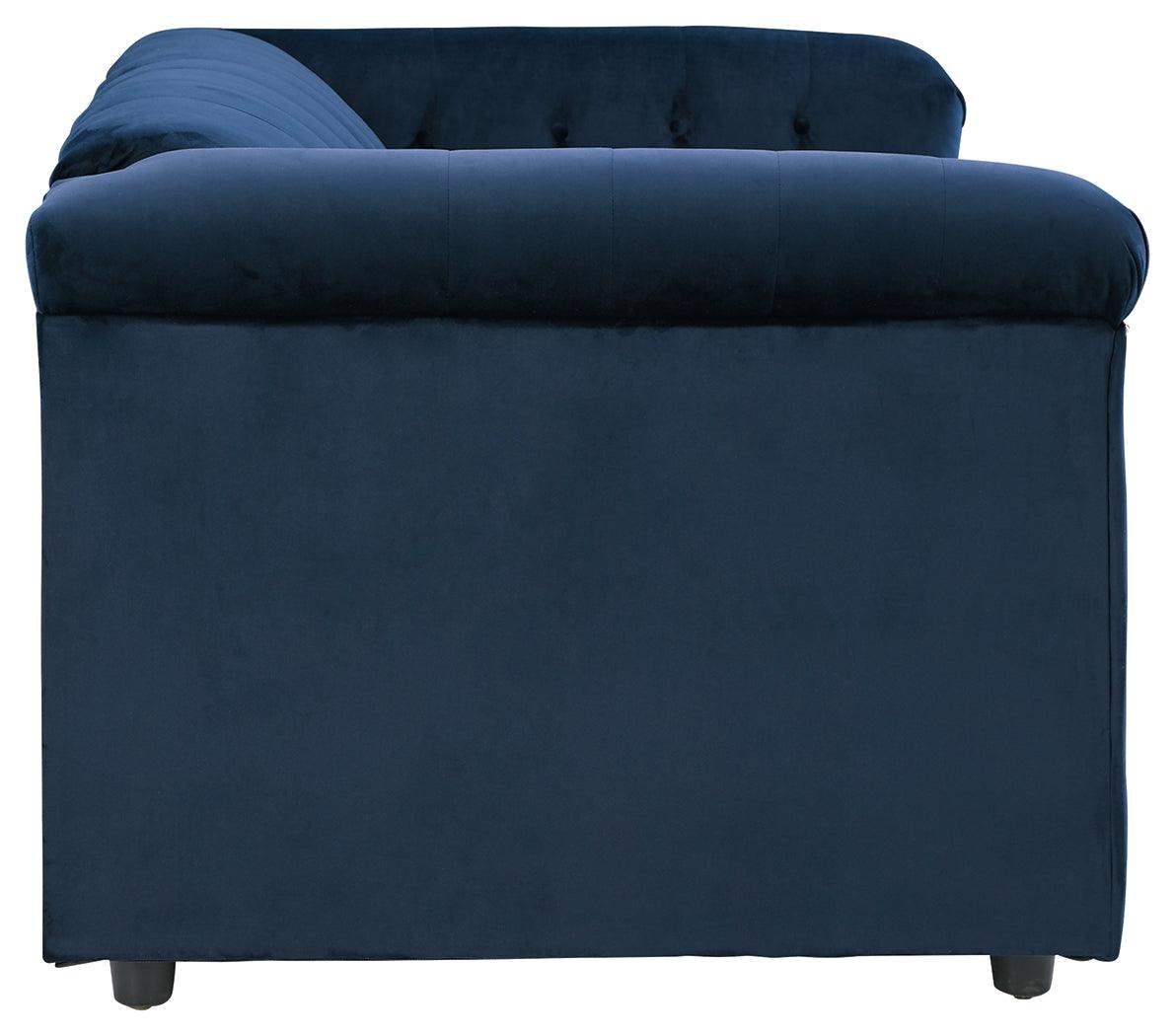 Josanna Navy Velvet Loveseat - Ella Furniture