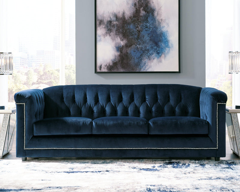 Josanna Navy Velvet Sofa - Ella Furniture