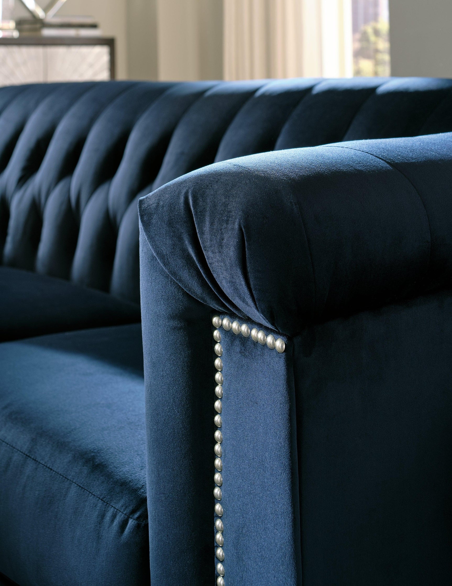 Josanna Navy Velvet Sofa - Ella Furniture