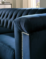 Josanna Navy Velvet Loveseat - Ella Furniture