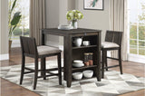 Daye Dark Brown Solid Wood Fabric Upholstery Rectangular Storage Counter Height Dining Room Set - Ella Furniture