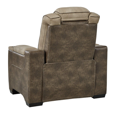 Next-gen Durapella Sand Faux Leather Power Recliner - Ella Furniture