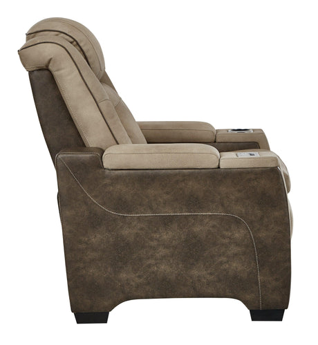 Next-gen Durapella Sand Faux Leather Power Recliner - Ella Furniture