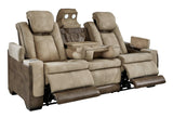 Next-gen Durapella Sand Faux Leather Power Reclining Sofa - Ella Furniture