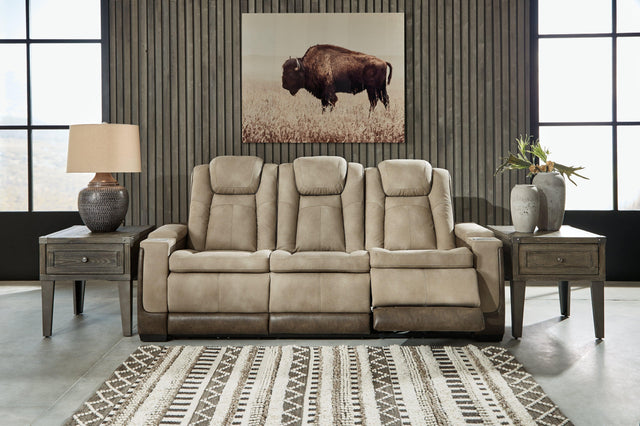 Next-gen Durapella Sand Faux Leather Power Reclining Sofa - Ella Furniture