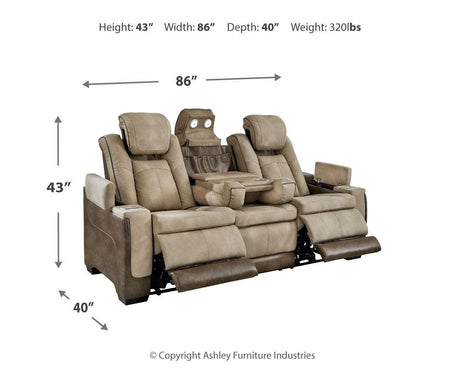 Next-gen Durapella Sand Faux Leather Power Reclining Sofa - Ella Furniture
