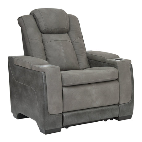 Next-gen Durapella Slate Faux Leather Power Recliner - Ella Furniture