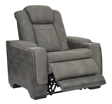 Next-gen Durapella Slate Faux Leather Power Recliner - Ella Furniture