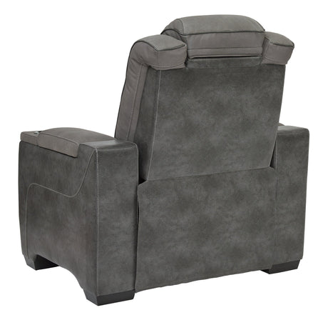 Next-gen Durapella Slate Faux Leather Power Recliner - Ella Furniture