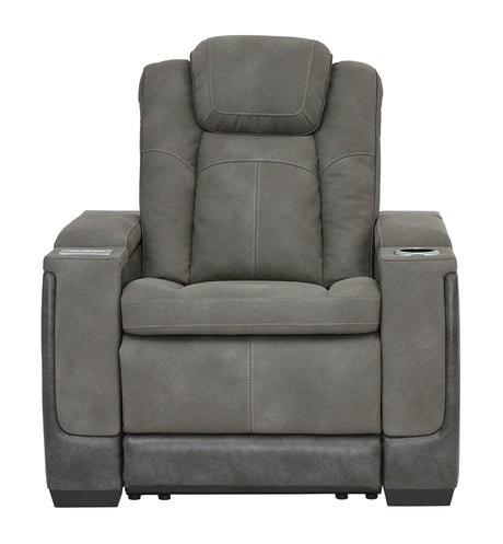 Next-gen Durapella Slate Faux Leather Power Recliner - Ella Furniture