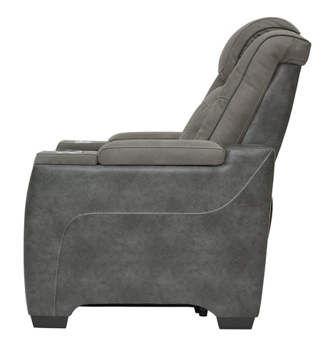Next-gen Durapella Slate Faux Leather Power Recliner - Ella Furniture