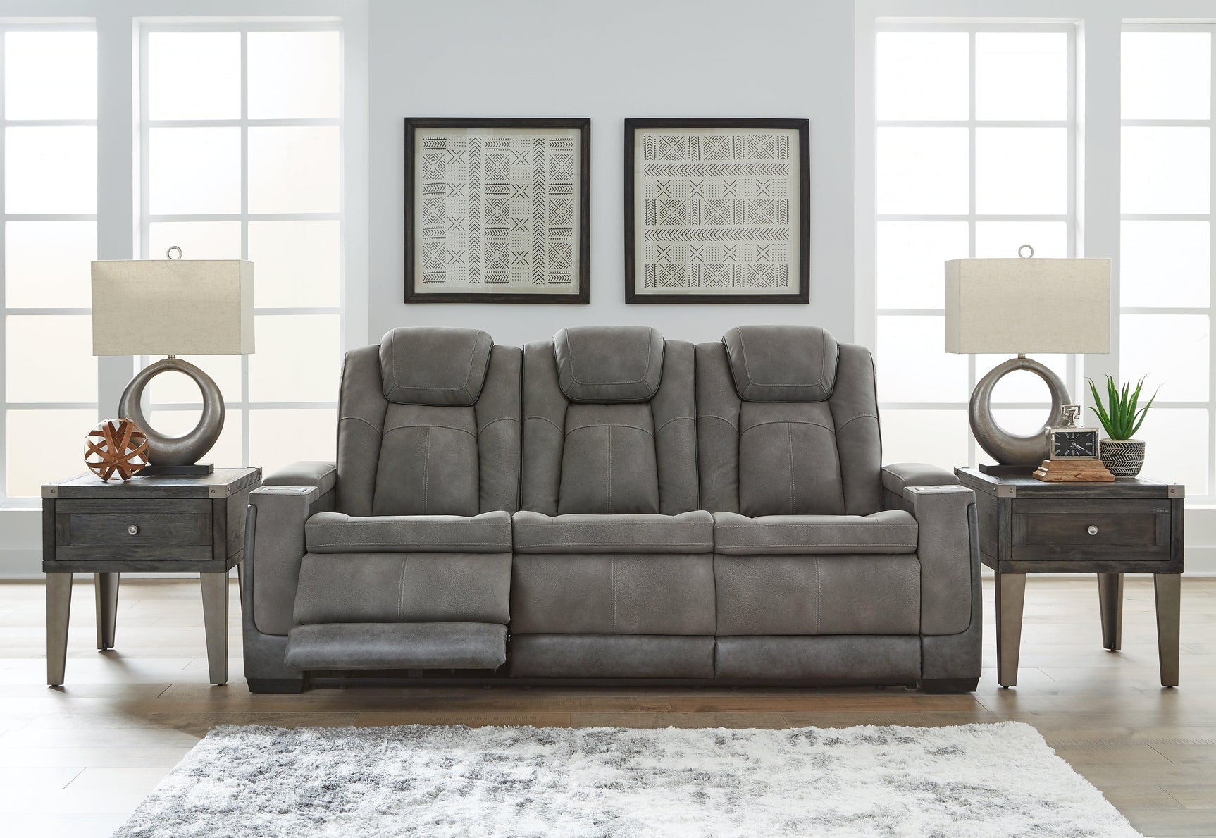 Next-gen Durapella Slate Faux Leather Power Reclining Sofa - Ella Furniture