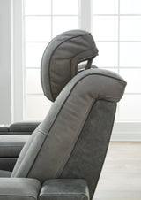 Next-gen Durapella Slate Faux Leather Power Recliner - Ella Furniture