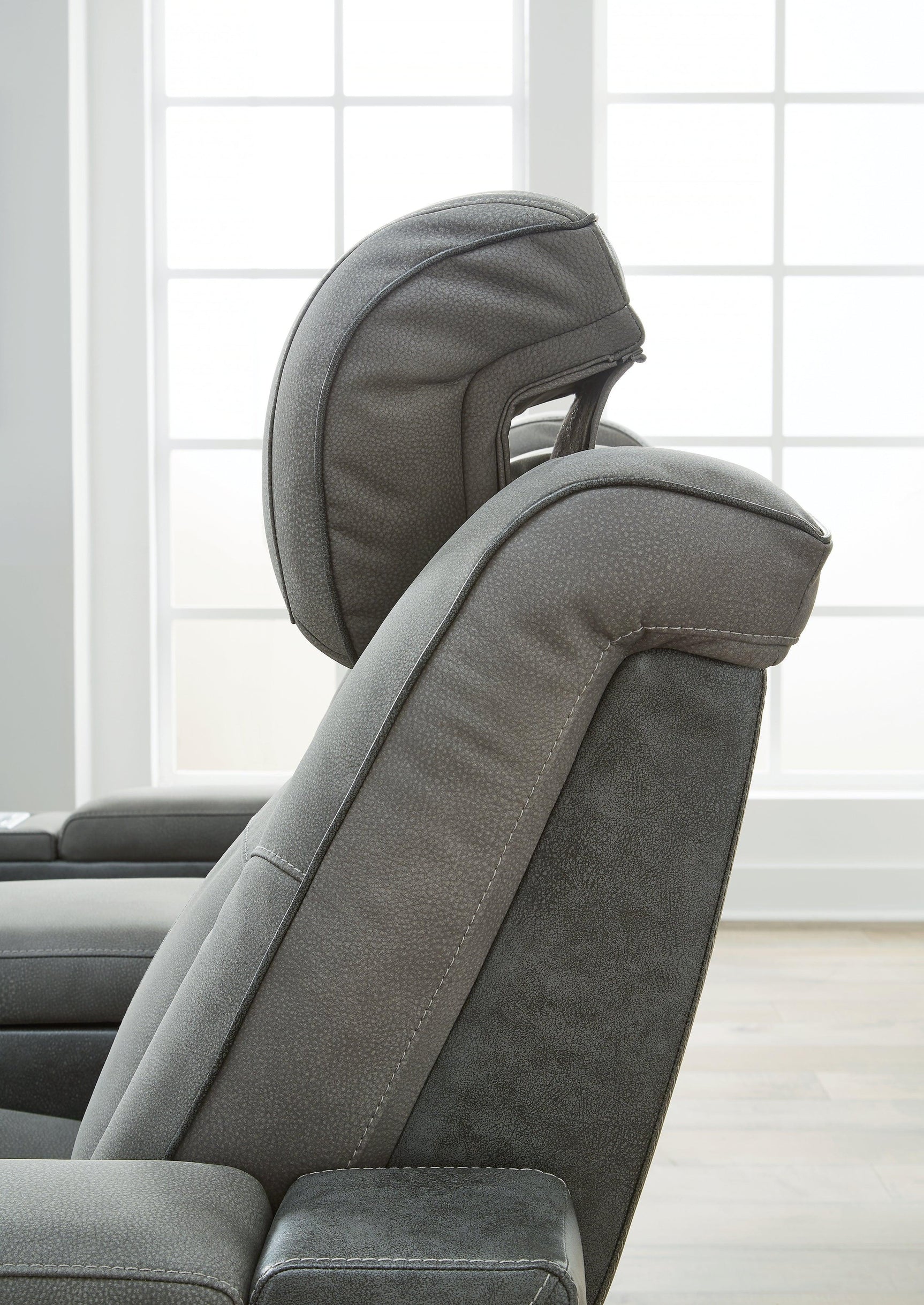 Next-gen Durapella Slate Faux Leather Power Recliner - Ella Furniture
