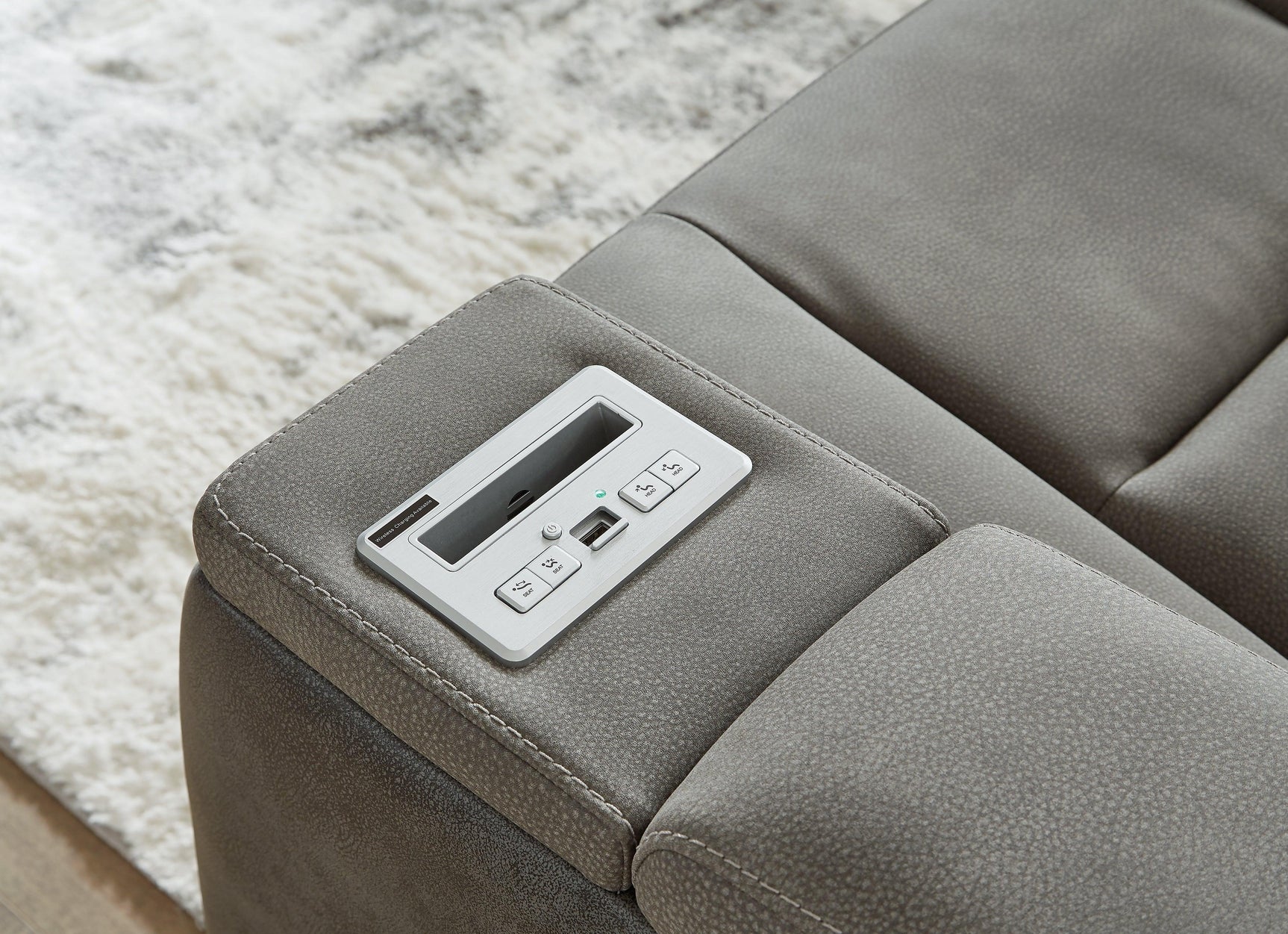 Next-gen Durapella Slate Faux Leather Power Recliner - Ella Furniture