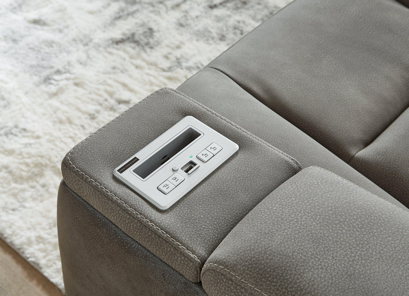 Next-gen Durapella Slate Faux Leather Power Reclining Sofa - Ella Furniture