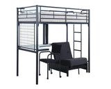 Jenner Twin Futon Workstation Loft Bed Black - Ella Furniture