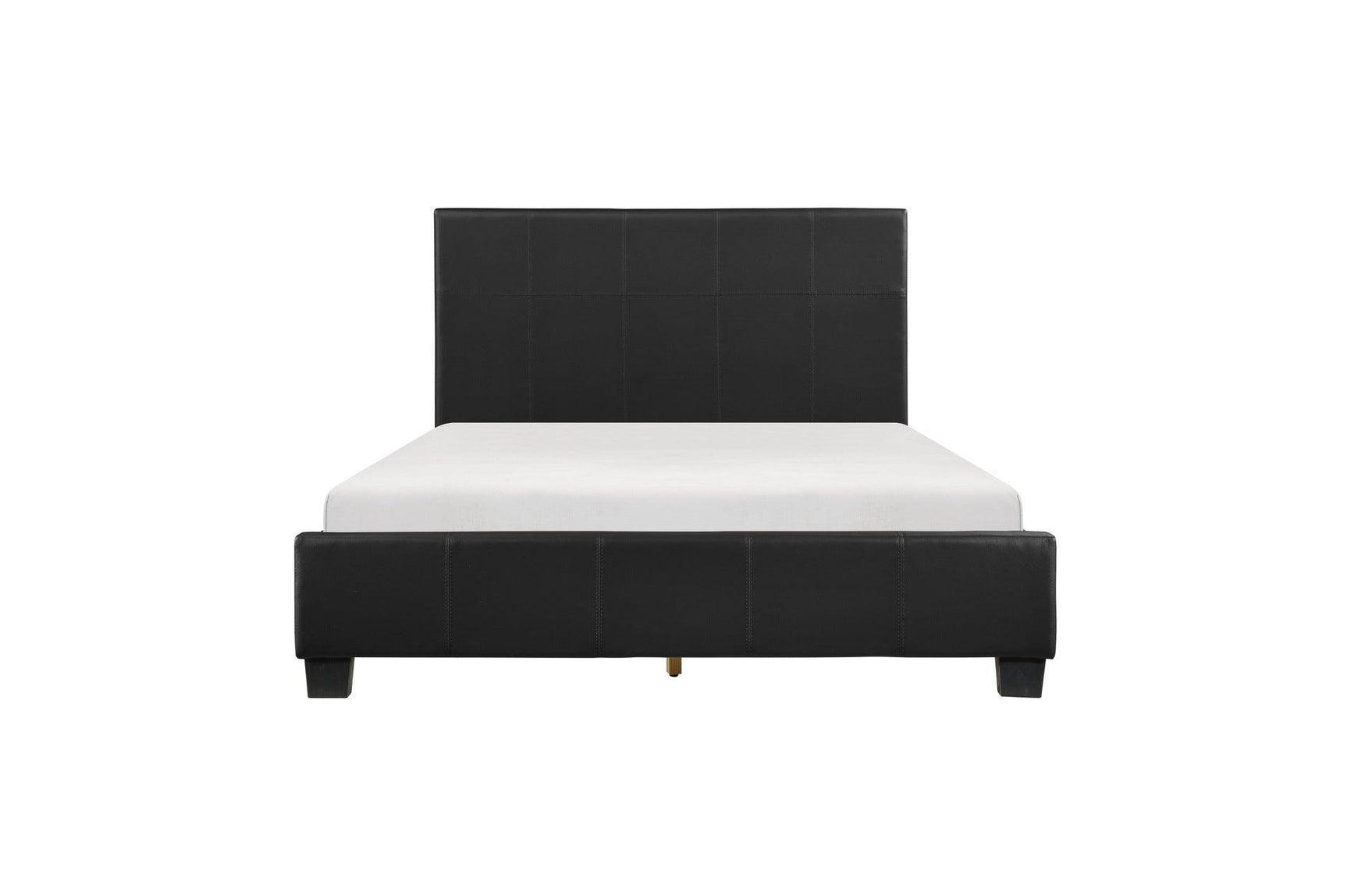 Lorenzi Black Modern Contemporary Sleek Faux Leather Upholstered Panel Bedroom Set - Ella Furniture