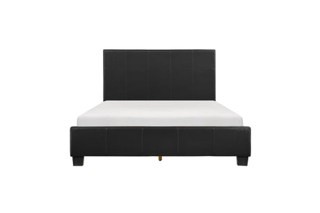 Lorenzi Black Modern Contemporary Sleek Faux Leather Upholstered Panel Bedroom Set - Ella Furniture