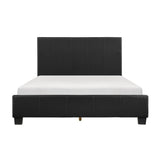 Lorenzi Black Contemporary Solid Wood And Plywood Faux Leather Upholstered Youth Queen Panel Bed - Ella Furniture