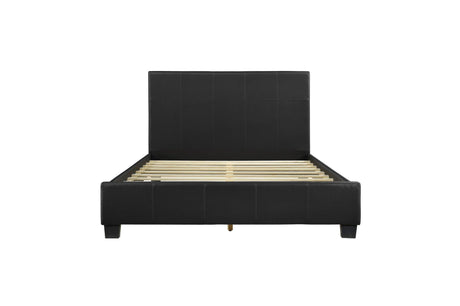Lorenzi Black Modern Contemporary Sleek Faux Leather Upholstered Panel Bedroom Set - Ella Furniture