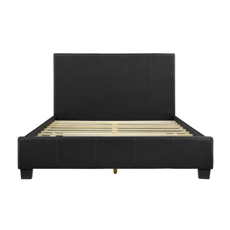 Lorenzi Black Contemporary Engineered Wood Frame Faux Leather Upholstered Queen Platform Bed - Ella Furniture