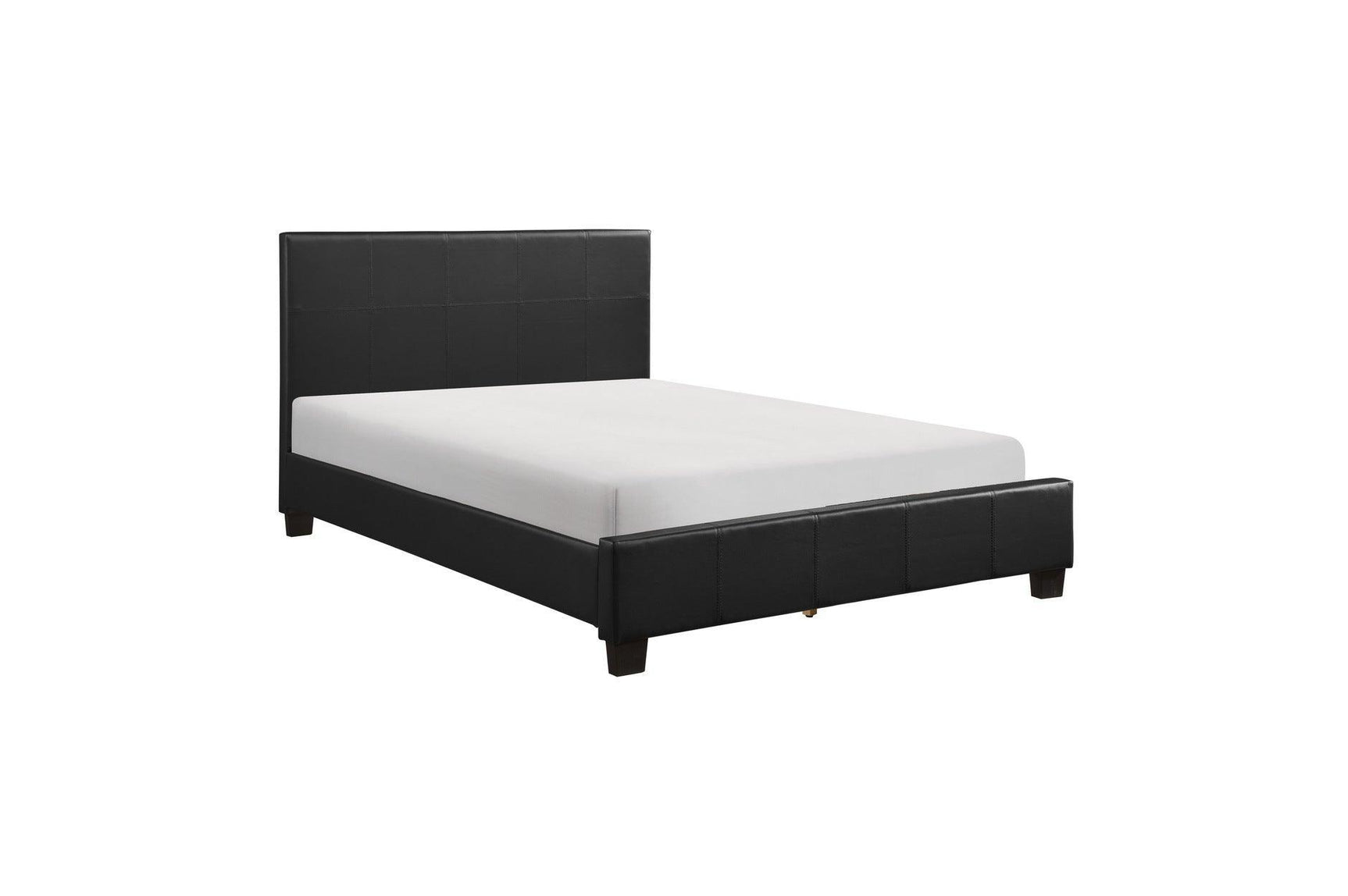 Lorenzi Black Modern Contemporary Sleek Faux Leather Upholstered Panel Bedroom Set - Ella Furniture