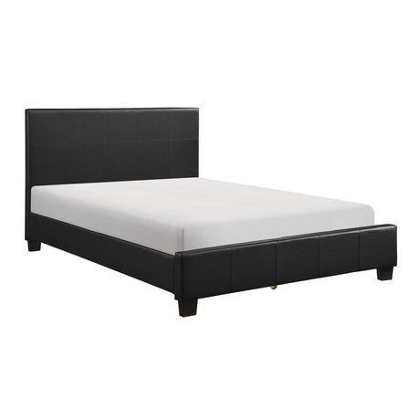 Lorenzi Black Plywood And Engineered Wood Frame Faux Leather Upholstered King Platform Bed - Ella Furniture