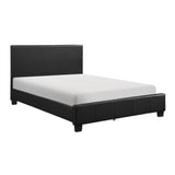 Lorenzi Black Contemporary Solid Wood And Plywood Faux Leather Upholstered Youth Queen Panel Bed - Ella Furniture