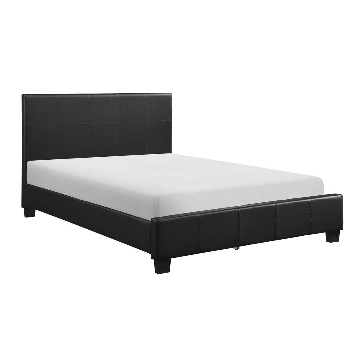 Lorenzi Black Contemporary Solid Wood And Plywood Faux Leather Upholstered Youth Queen Panel Bed - Ella Furniture