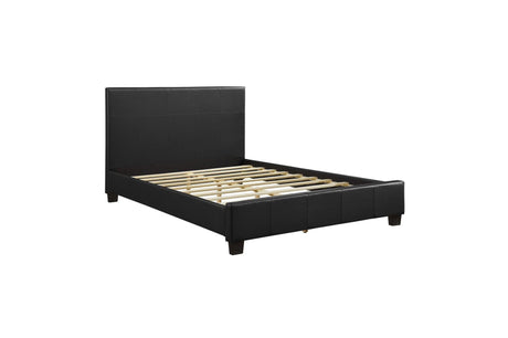 Lorenzi Black Modern Contemporary Sleek Faux Leather Upholstered Panel Bedroom Set - Ella Furniture