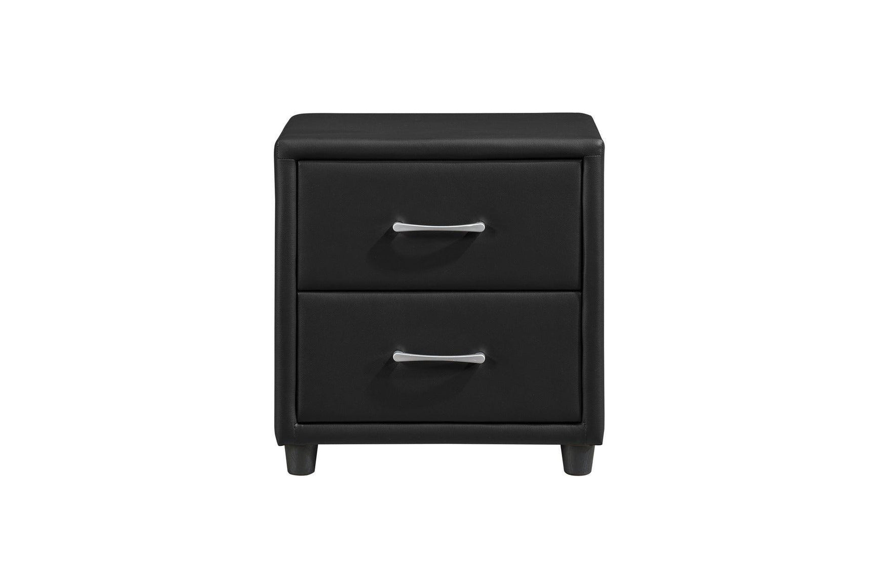 Lorenzi Black Modern Contemporary Sleek Faux Leather Upholstered Panel Bedroom Set - Ella Furniture