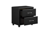 Lorenzi Black Modern Contemporary Sleek Faux Leather Upholstered Panel Bedroom Set - Ella Furniture