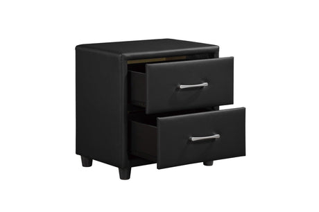 Lorenzi Black Modern Contemporary Sleek Faux Leather Upholstered Panel Bedroom Set - Ella Furniture