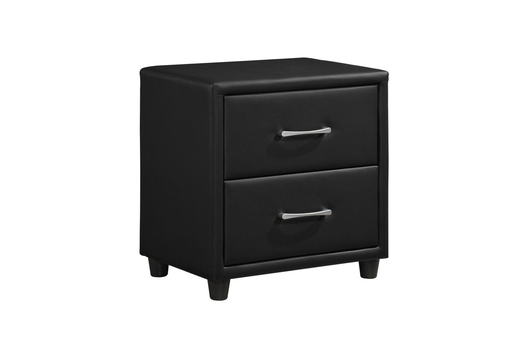Lorenzi Black Modern Contemporary Sleek Faux Leather Upholstered Panel Bedroom Set - Ella Furniture