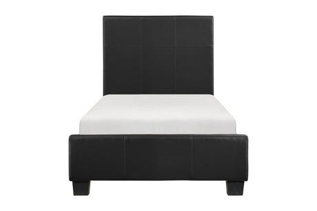 Lorenzi Black Modern Contemporary Sleek Faux Leather Upholstered Panel Bedroom Set - Ella Furniture