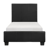 Lorenzi Black Plywood And Engineered Wood Faux Leather Upholstery Twin Platform Bed - Ella Furniture
